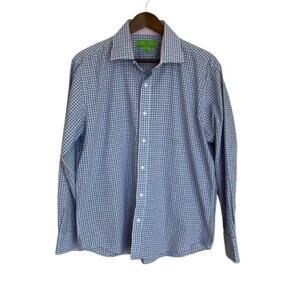 Bristol & Bull Blue and Pink Plaid Button Down Dress Shirt - Large